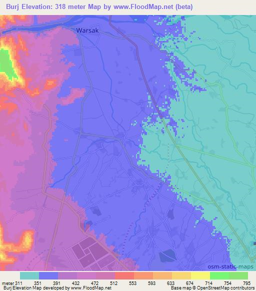 Burj,Pakistan Elevation Map