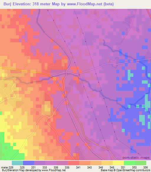 Burj,Pakistan Elevation Map