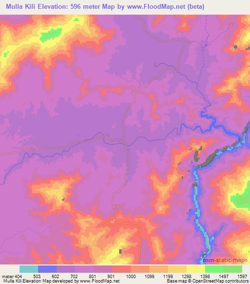 Mulla Kili,Pakistan Elevation Map