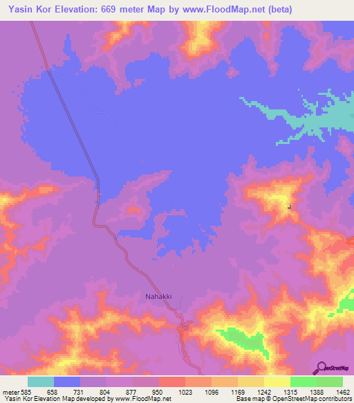 Yasin Kor,Pakistan Elevation Map