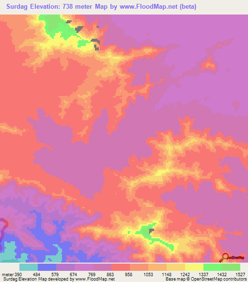 Surdag,Pakistan Elevation Map