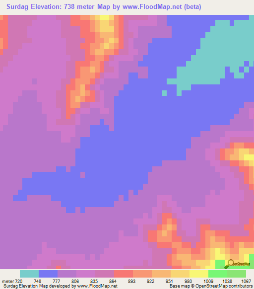 Surdag,Pakistan Elevation Map