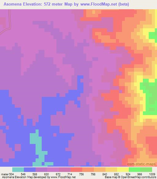 Asomena,Pakistan Elevation Map