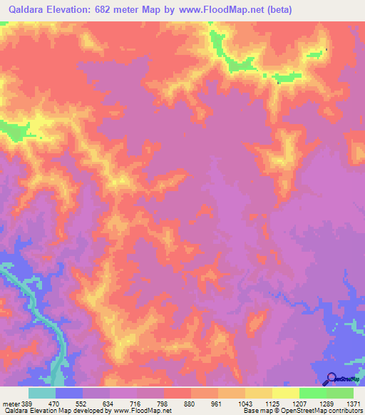 Qaldara,Pakistan Elevation Map