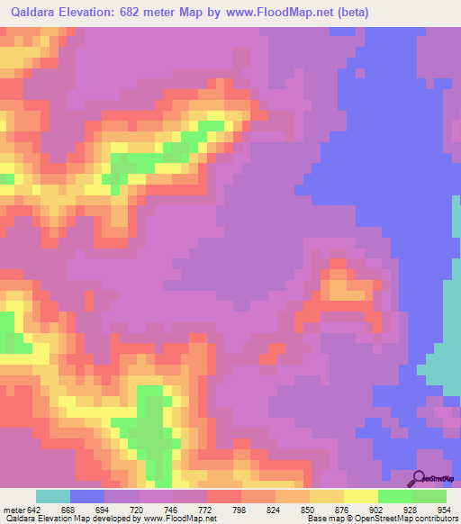 Qaldara,Pakistan Elevation Map