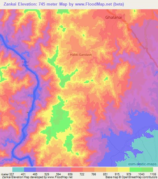 Zankai,Pakistan Elevation Map