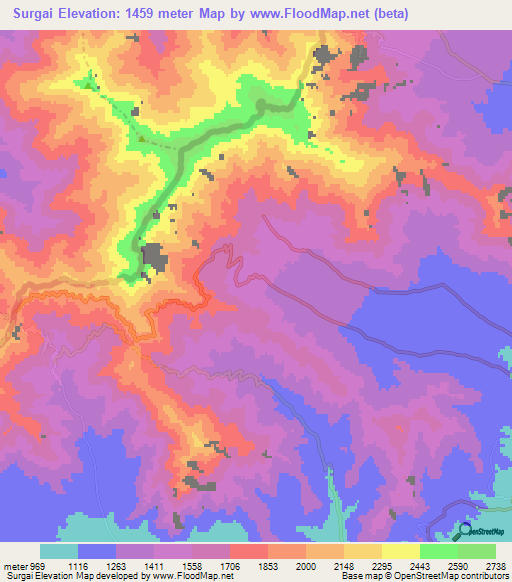 Surgai,Pakistan Elevation Map