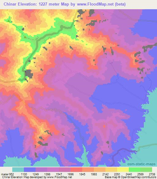 Chinar,Pakistan Elevation Map