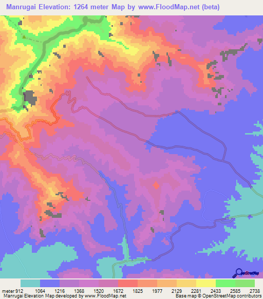 Manrugai,Pakistan Elevation Map