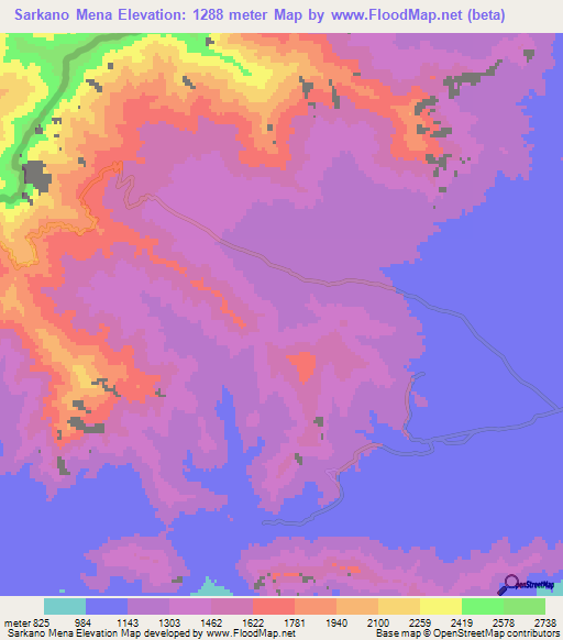 Sarkano Mena,Pakistan Elevation Map