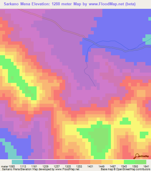 Sarkano Mena,Pakistan Elevation Map