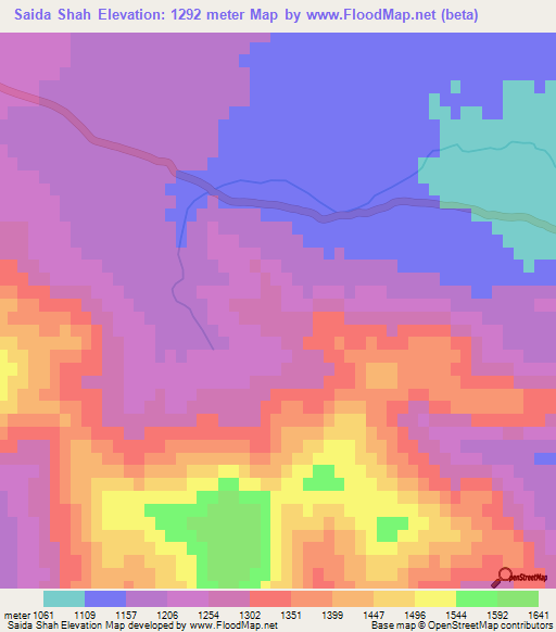 Saida Shah,Pakistan Elevation Map