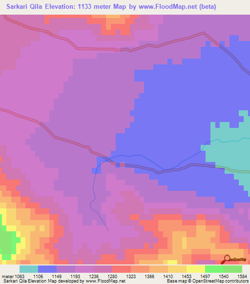 Sarkari Qila,Pakistan Elevation Map