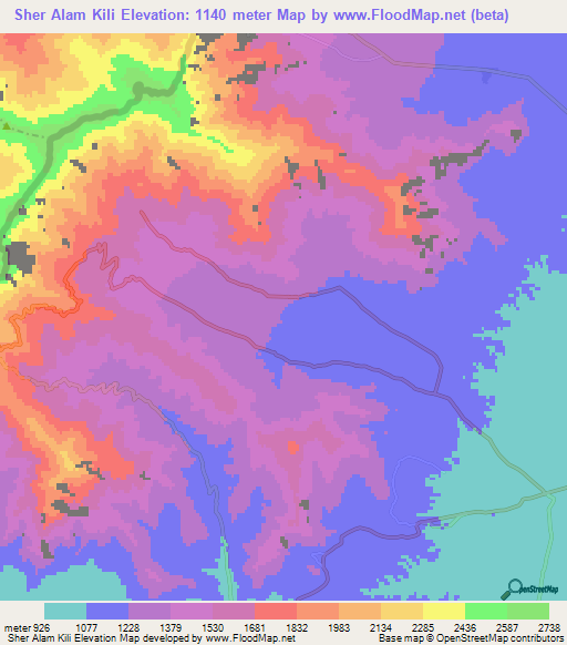 Sher Alam Kili,Pakistan Elevation Map