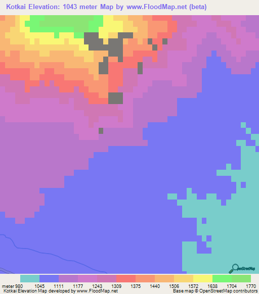 Kotkai,Pakistan Elevation Map