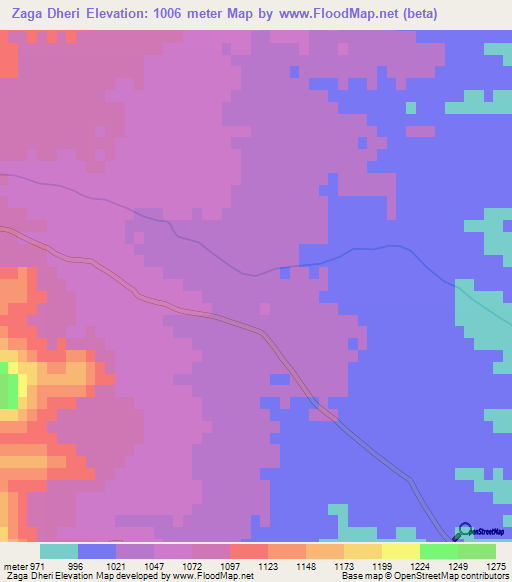 Zaga Dheri,Pakistan Elevation Map