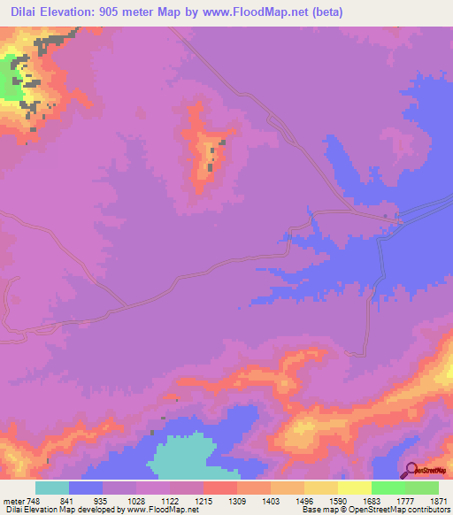 Dilai,Pakistan Elevation Map