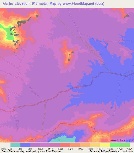 Garho,Pakistan Elevation Map