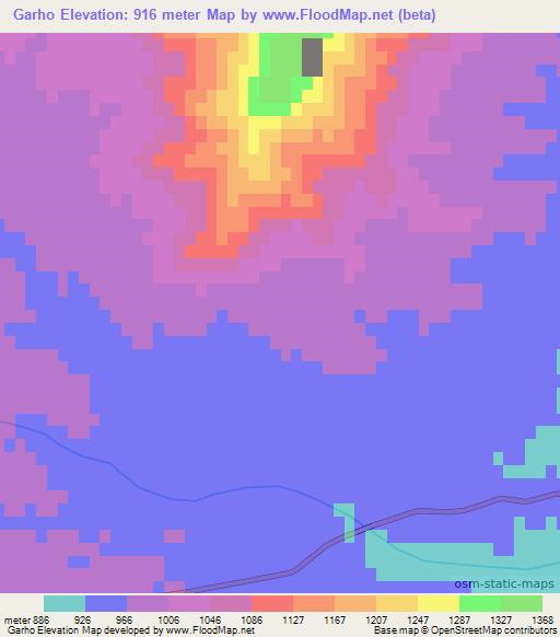 Garho,Pakistan Elevation Map