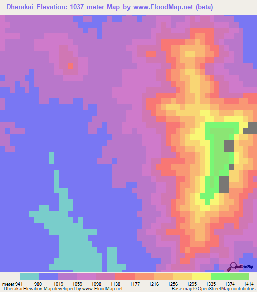 Dherakai,Pakistan Elevation Map