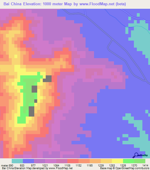 Bai China,Pakistan Elevation Map