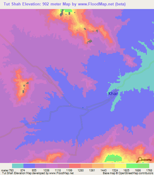 Tut Shah,Pakistan Elevation Map