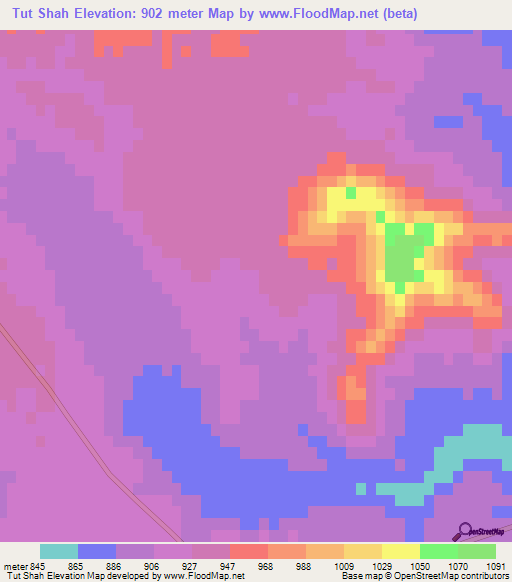 Tut Shah,Pakistan Elevation Map