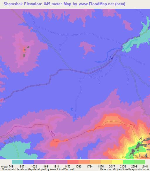 Shamshak,Pakistan Elevation Map