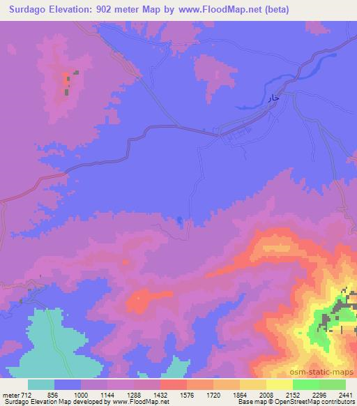 Surdago,Pakistan Elevation Map