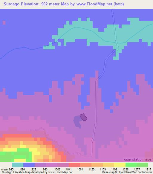 Surdago,Pakistan Elevation Map