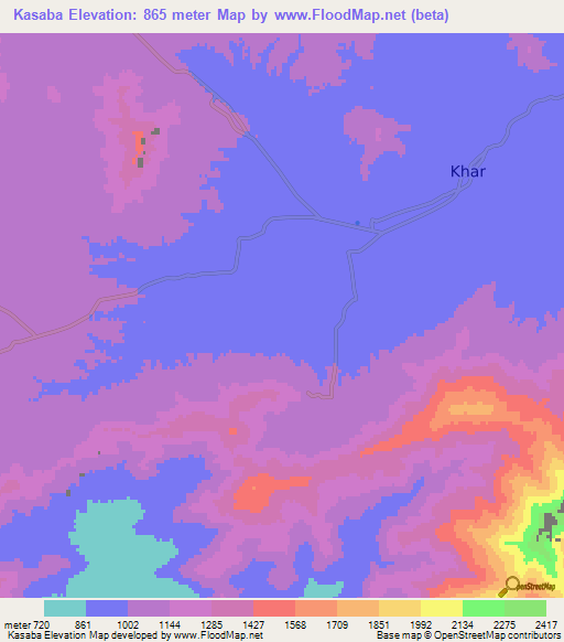 Kasaba,Pakistan Elevation Map