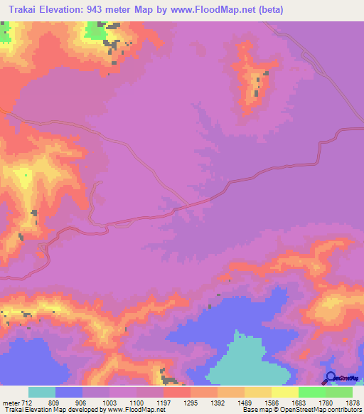 Trakai,Pakistan Elevation Map