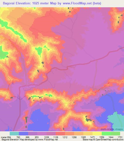 Bagorai,Pakistan Elevation Map