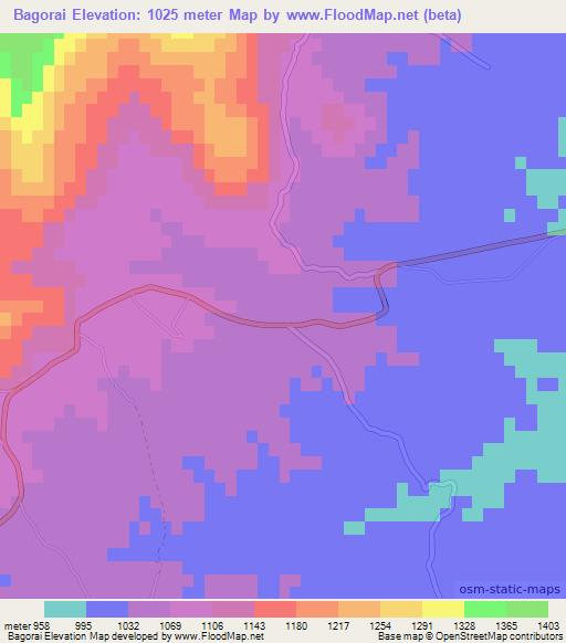 Bagorai,Pakistan Elevation Map