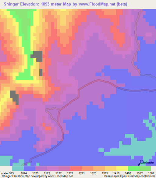 Shingar,Pakistan Elevation Map