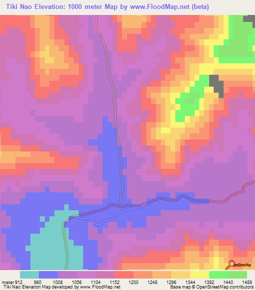 Tiki Nao,Pakistan Elevation Map