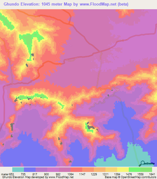 Ghundo,Pakistan Elevation Map