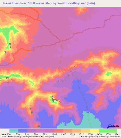 Inzari,Pakistan Elevation Map