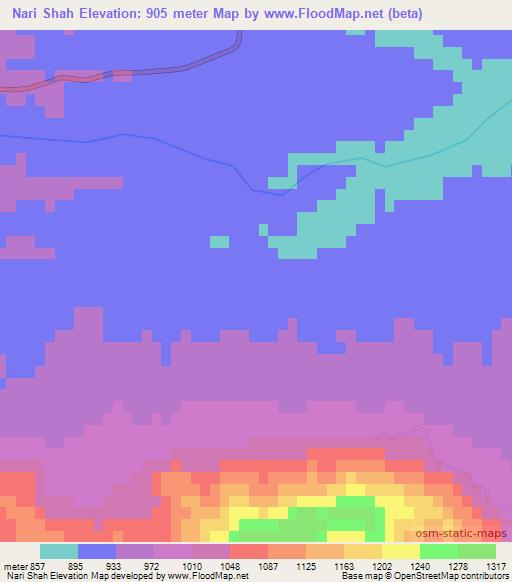 Nari Shah,Pakistan Elevation Map