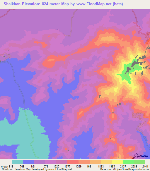 Shaikhan,Pakistan Elevation Map