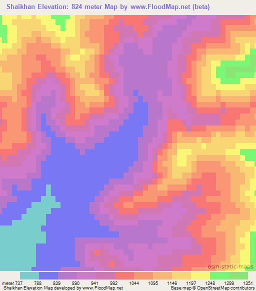 Shaikhan,Pakistan Elevation Map