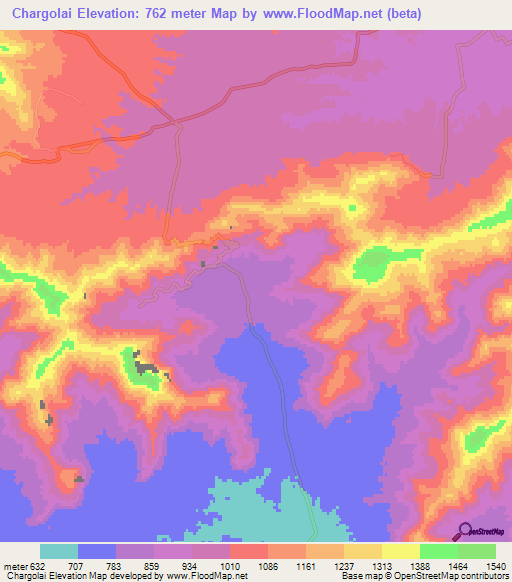 Chargolai,Pakistan Elevation Map