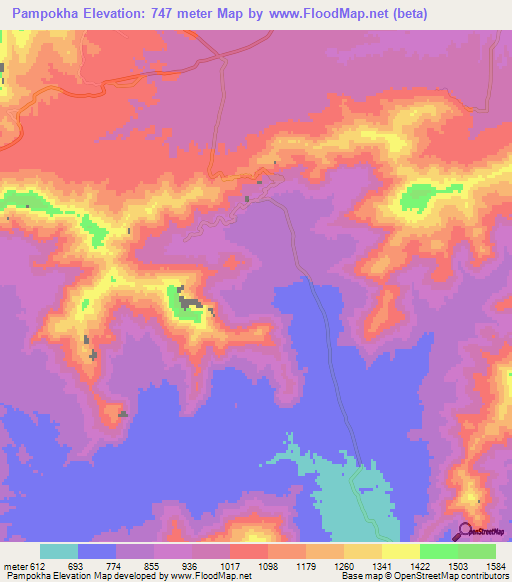 Pampokha,Pakistan Elevation Map