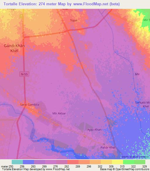 Tortalle,Pakistan Elevation Map