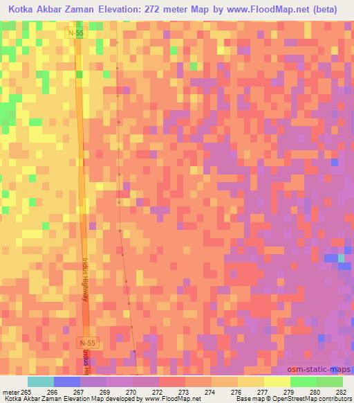 Kotka Akbar Zaman,Pakistan Elevation Map