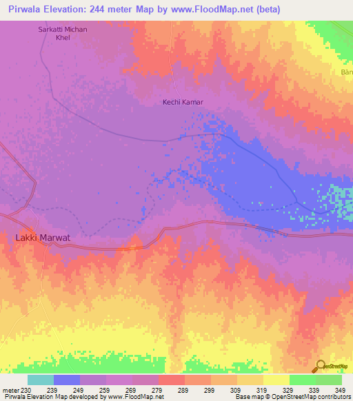 Pirwala,Pakistan Elevation Map