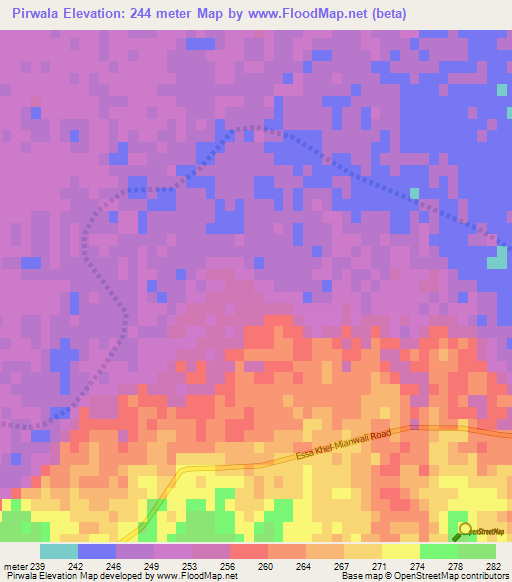 Pirwala,Pakistan Elevation Map