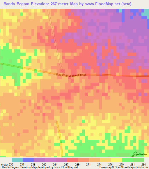 Banda Begran,Pakistan Elevation Map