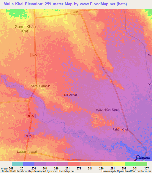 Mulla Khel,Pakistan Elevation Map