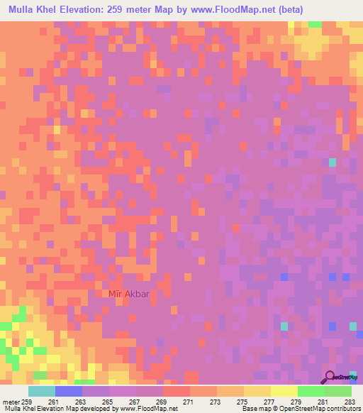 Mulla Khel,Pakistan Elevation Map